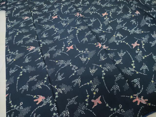 平和屋着物●上質な小紋 型染め 舞鳥文 正絹 逸品 AABJ8240ck