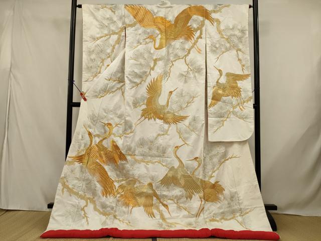 平和屋本店●色打掛 和装 婚礼 結婚式 花嫁 神社挙式 総刺繍 群れ鶴松文 金銀糸 逸品 AABJ8246ou