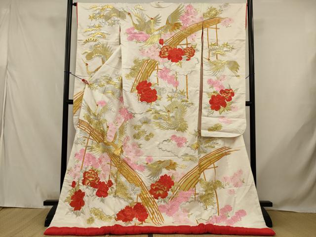 平和屋本店●色打掛 和装 婚礼 結婚式 花嫁 神社挙式 総刺繍 飛鶴花文 金銀糸 逸品 AABJ8247ou