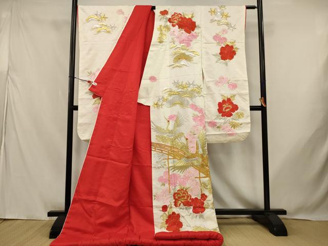 平和屋本店●色打掛 和装 婚礼 結婚式 花嫁 神社挙式 総刺繍 飛鶴花文 金銀糸 逸品 AABJ8247ou