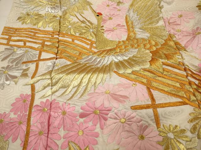 平和屋本店●色打掛 和装 婚礼 結婚式 花嫁 神社挙式 総刺繍 飛鶴花文 金銀糸 逸品 AABJ8247ou