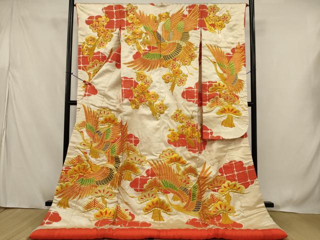 平和屋本店●色打掛 和装 婚礼 結婚式 花嫁 神社挙式 総刺繍 飛鶴梅松文 金糸 逸品 AABJ8254ou