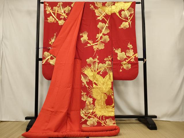 平和屋本店●色打掛 和装 婚礼 結婚式 花嫁 神社挙式 駒刺繍 鶴に枝梅 金彩 逸品 AABJ8259ou