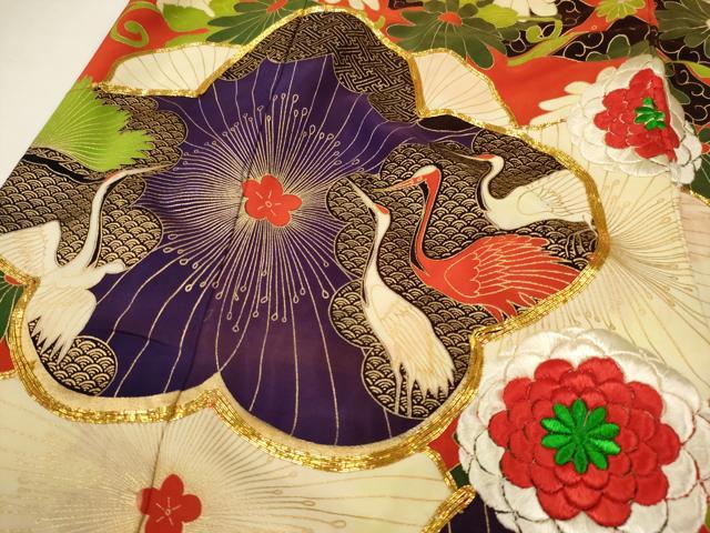 平和屋本店●色打掛 和装 婚礼 結婚式 花嫁 神社挙式 駒刺繍 鶴に花唐草 金彩 逸品 AABJ8260ou