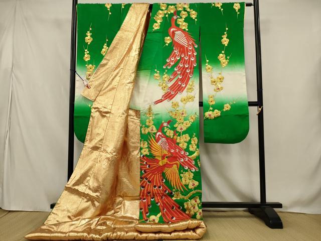 平和屋本店●色打掛 和装 婚礼 結婚式 花嫁 神社挙式 刺繍 孔雀梅文 金銀糸 逸品 AABJ8261ou