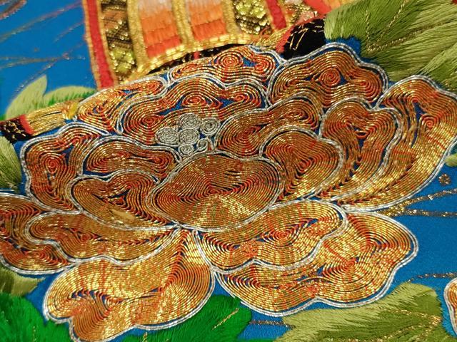 平和屋本店●お引きずり・お引き摺り・引き振袖 和装 結婚式 舞妓 芸妓 芸者 衣装 総駒刺繍 御所車花文 金糸 AABJ8267ou