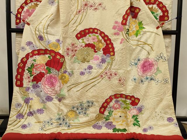 平和屋本店●色打掛 和装 婚礼 結婚式 花嫁 神社挙式 総刺繍 扇面花文 金銀糸 逸品 AABJ8274ou