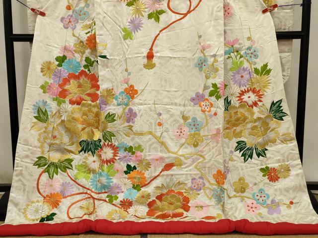 平和屋本店●色打掛 和装 婚礼 結婚式 花嫁 神社挙式 総刺繍 草花文 金銀糸 逸品 AABJ8277ou