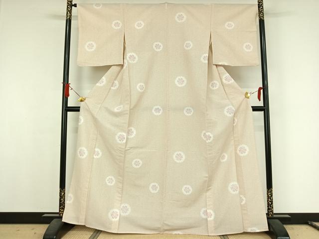 平和屋着物▽小紋 単衣 雪輪花文 洗える着物 AABJ8285jh