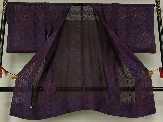 平和屋着物▽道行コート スリーシーズン 春夏秋 塵除け 唐草文 正絹 逸品 AABJ8289jh