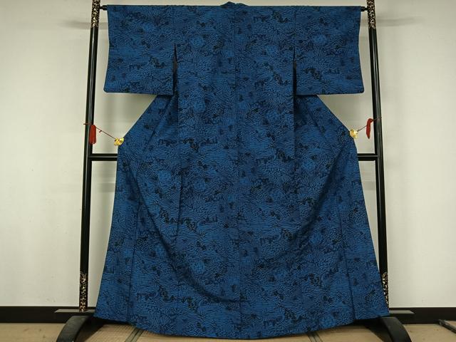 平和屋着物▽小紋 単衣 風景文 洗える着物 AABJ8296jh