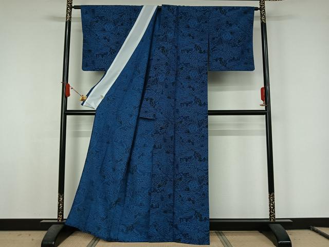 平和屋着物▽小紋 単衣 風景文 洗える着物 AABJ8296jh