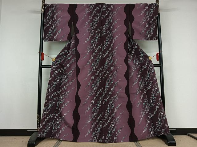 平和屋着物▽小紋 単衣 草花文 洗える着物 AABJ8297jh