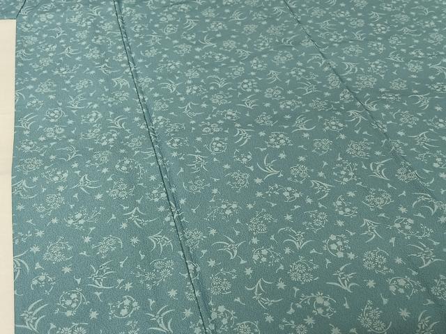 平和屋着物▽小紋 単衣 草花文 洗える着物 AABJ8301jh
