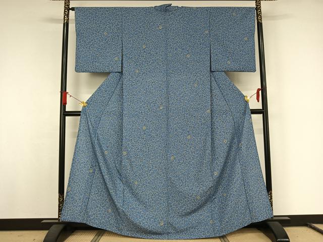 平和屋着物▽小紋 単衣 花唐草文 洗える着物 AABJ8305jh