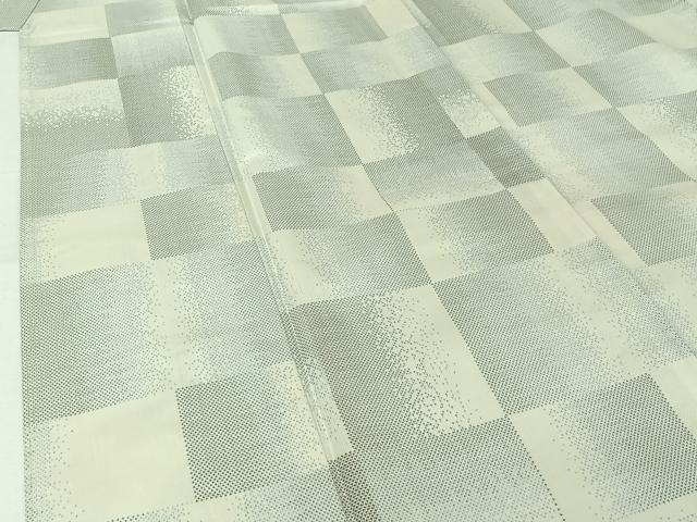 平和屋着物▽本場大島紬 白大島 単衣 9マルキ 幾何学文様 正絹 逸品 AABJ8307jh