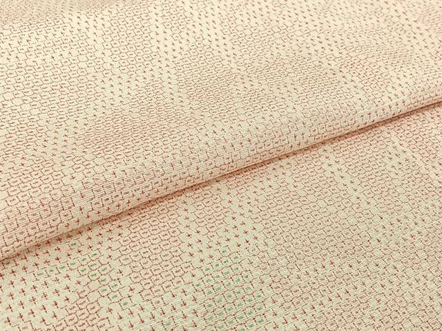 平和屋着物▽本塩沢 単衣 110亀甲 幾何学文様 松坂屋扱い 正絹 逸品 AABJ8308jh