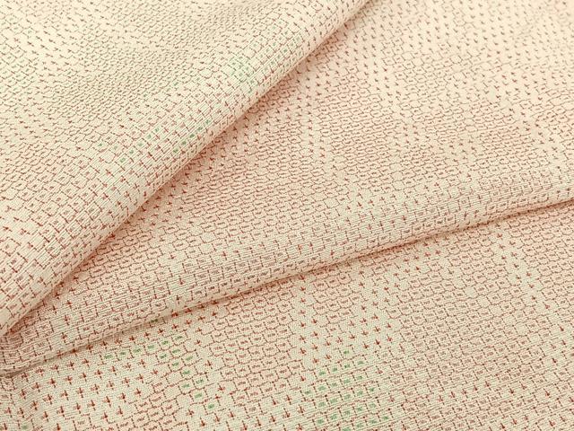 平和屋着物▽本塩沢 単衣 110亀甲 幾何学文様 松坂屋扱い 正絹 逸品 AABJ8308jh