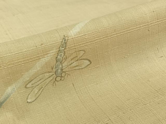 平和屋着物▽生紬 単衣 手描き 勝虫 ロング丈 正絹 逸品 AABJ8309jh