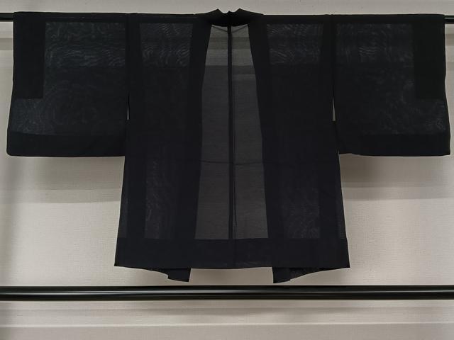 平和屋着物▽羽織 スリーシーズン 春夏秋 塵除け 黒地 正絹 逸品 AABJ8314jh