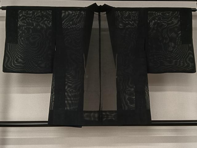 平和屋着物▽羽織 スリーシーズン 春夏秋 塵除け 黒地 正絹 逸品 AABJ8318jh