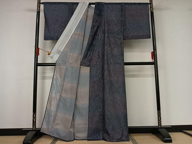 平和屋着物▽上質な小紋 無双 紗袷 紗×紗 霞文 暈し染め 正絹 逸品 AABJ8329jh