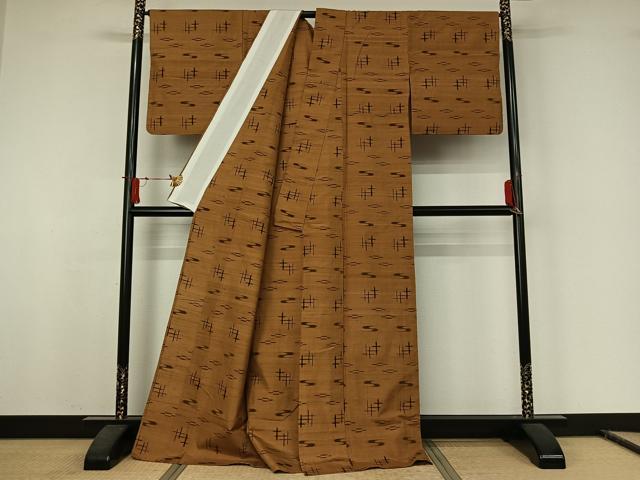 平和屋着物▽上質な紬 単衣 琉球絣 正絹 逸品 AABJ8331jh