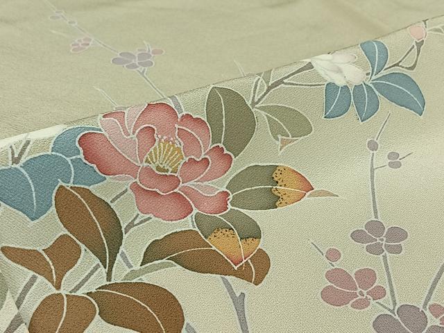 平和屋着物▽訪問着 単衣 友禅 枝花文 暈し染め 正絹 逸品 AABJ8340jh