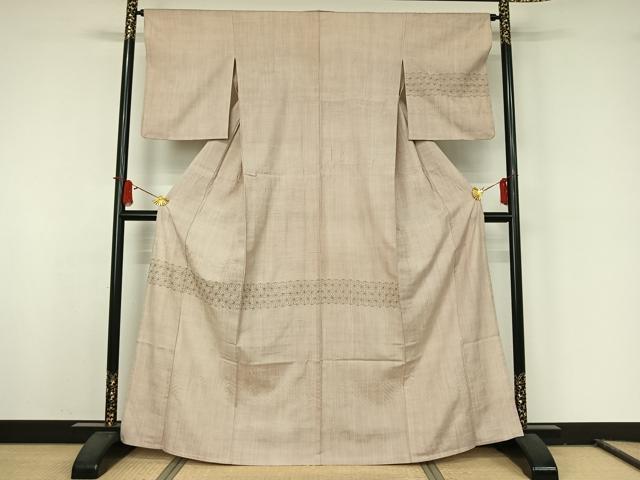 平和屋着物▽訪問着 単衣 刺し子 麻の葉横段文 正絹 逸品 AABJ8341jh