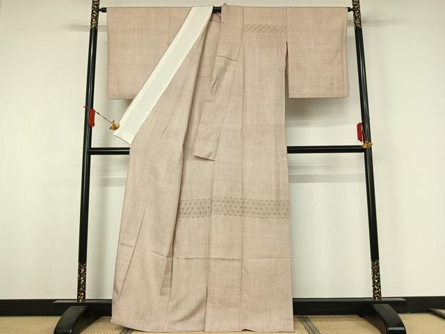 平和屋着物▽訪問着 単衣 刺し子 麻の葉横段文 正絹 逸品 AABJ8341jh