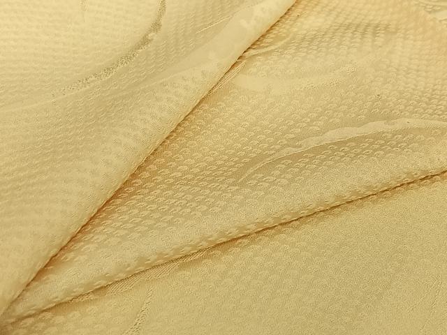 平和屋着物▽上質な色無地 単衣 雪芝地紋 鳥の子色 正絹 逸品 AABJ8346jh