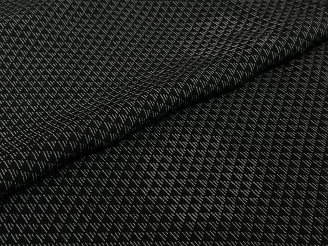 平和屋着物▽上質な小紋 単衣 鱗文 黒地 正絹 逸品 AABJ8347jh