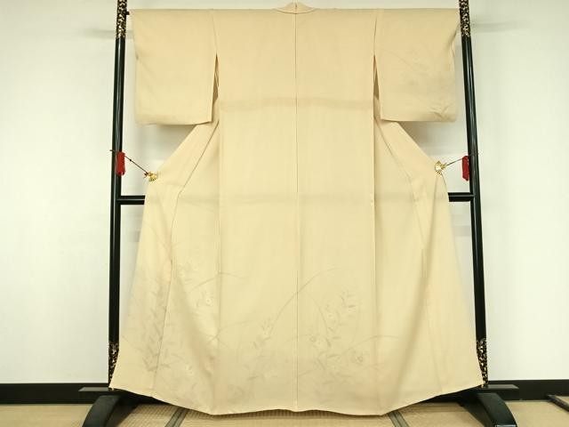平和屋着物▽訪問着 無双 紗袷 紗×絽 手描き 草花文 正絹 逸品 AABJ8354jh