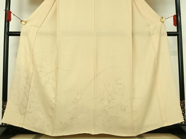 平和屋着物▽訪問着 無双 紗袷 紗×絽 手描き 草花文 正絹 逸品 AABJ8354jh