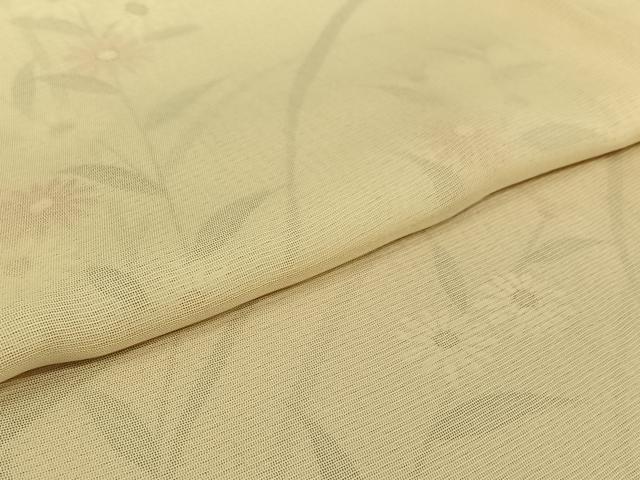 平和屋着物▽訪問着 無双 紗袷 紗×絽 手描き 草花文 正絹 逸品 AABJ8354jh