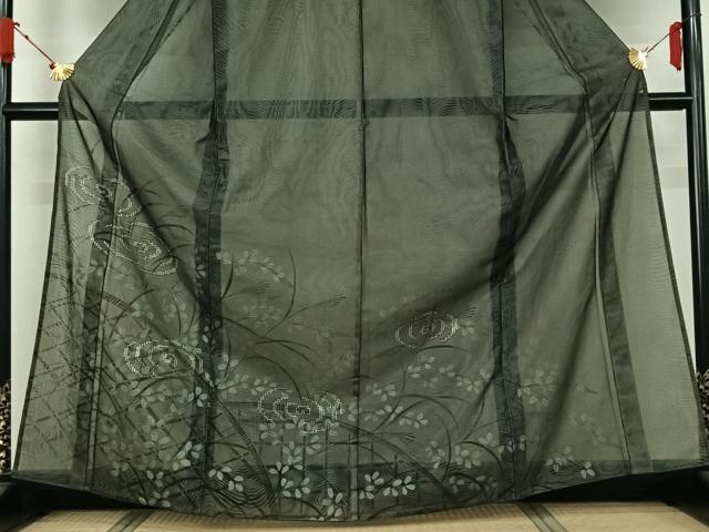平和屋着物▽訪問着 無双 紗袷 紗×紗 手描き 流水花籬文 正絹 逸品 AABJ8355jh