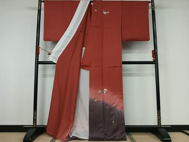 平和屋着物▽訪問着 単衣 螺鈿 草花文 暈し染め 金彩 正絹 逸品 AABJ8356jh
