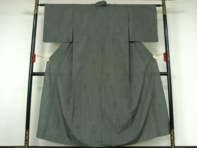 平和屋着物▽本塩沢 単衣 110亀甲 霞文 正絹 逸品 AABJ8357jh
