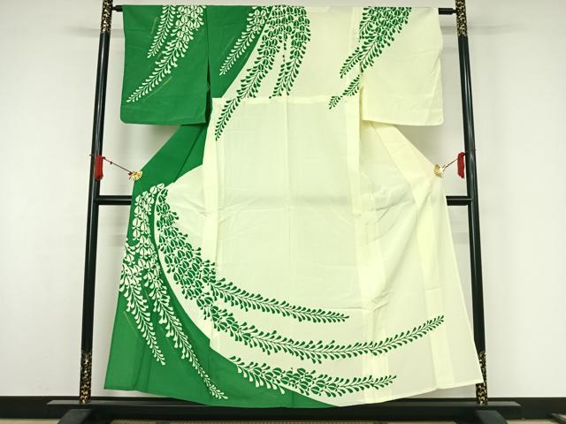 平和屋着物▽訪問着 単衣 藤花房 金彩 洗える着物 AABJ8362jh