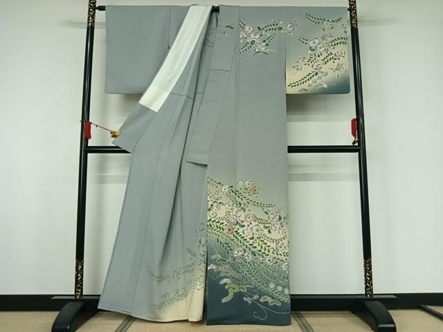 平和屋着物▽訪問着 単衣 絞り 辻が花 暈し染め 金彩 正絹 逸品 AABJ8363jh