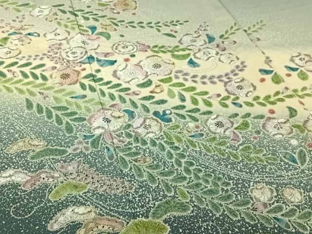 平和屋着物▽訪問着 単衣 絞り 辻が花 暈し染め 金彩 正絹 逸品 AABJ8363jh