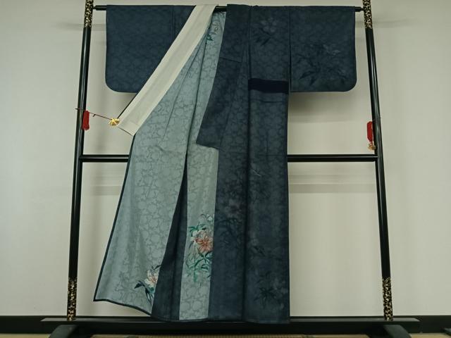 平和屋着物▽訪問着 無双 紗袷 紗×紗 手描き 草花文 正絹 逸品 AABJ8364jh