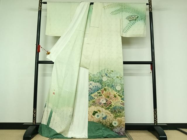 平和屋着物▽吉乃一廉 幻の辻が花 訪問着 単衣 絞り 暈し染め 正絹 逸品 AABJ8365jh