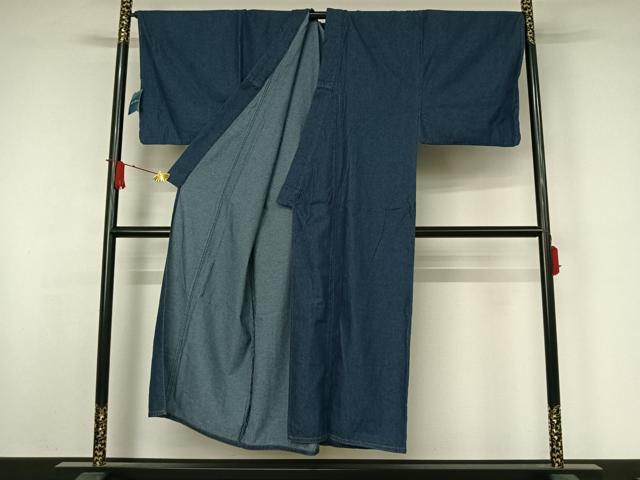 平和屋着物▽男性 デニム着物 単衣 霞文 綿 AABJ8369jh