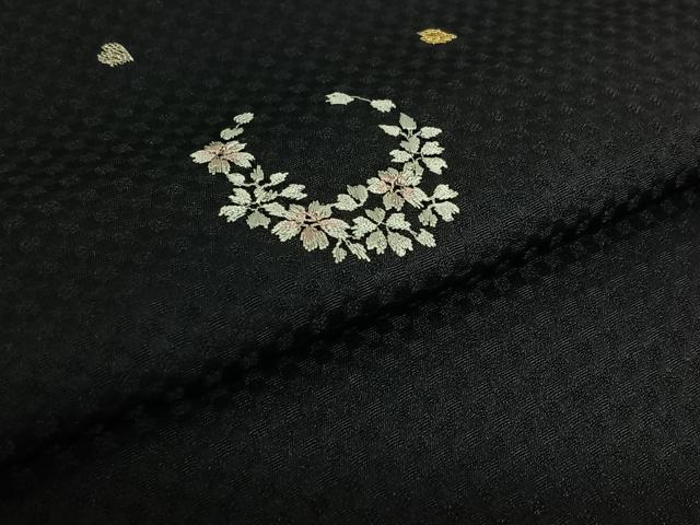 平和屋着物▽上質な小紋 単衣 総刺繍 草花文 金糸 正絹 逸品 AABJ8370jh