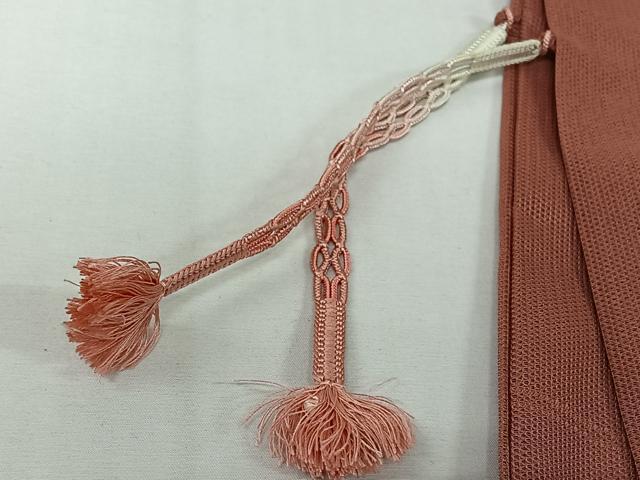 平和屋着物▽羽織 スリーシーズン 春夏秋 塵除け 竜田川文 桃色 正絹 逸品 AABJ8382jh