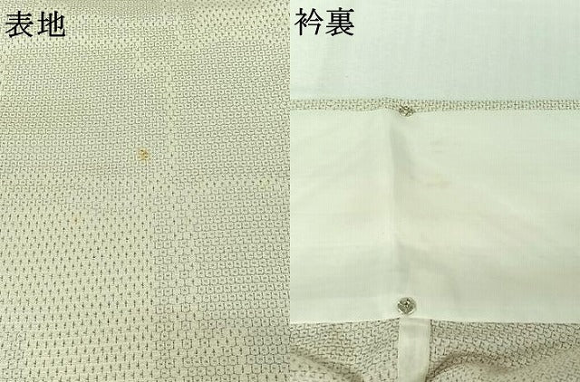 平和屋着物▽本塩沢 単衣 110亀甲 幾何学文様 正絹 逸品 AABJ8384jh
