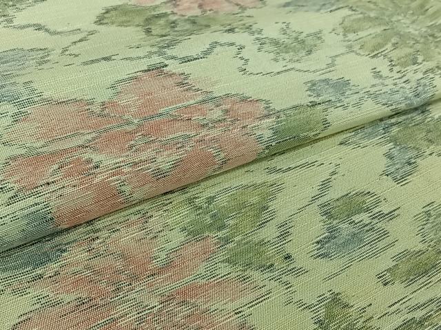 平和屋着物▽上質な紬 単衣 草花文 正絹 逸品 AABJ8388jh