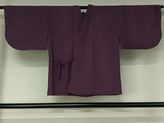 平和屋着物▽道中着 スリーシーズン 春夏秋 塵除け 七宝文 滅紫色 正絹 逸品 AABJ8389jh