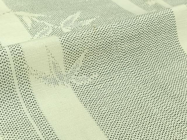 平和屋着物▽上質な紬 単衣 笹竹文 正絹 逸品 AABJ8390jh